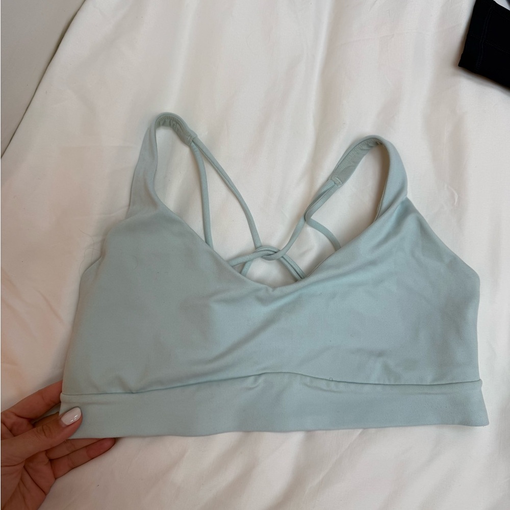 Athleta Soft Blue Strappy Sports Bra
